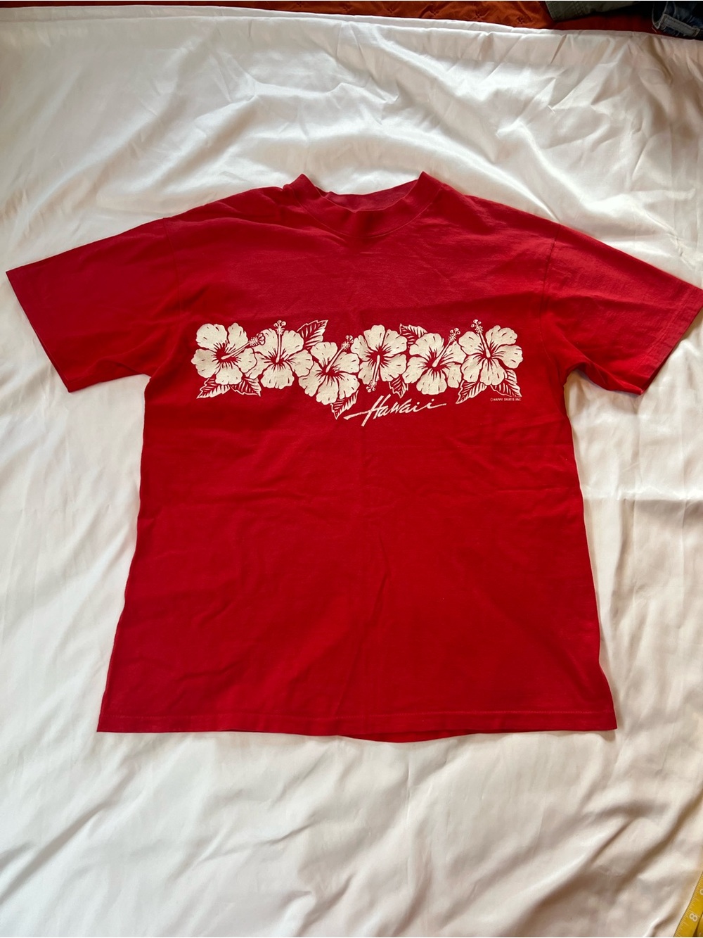 VTG Single Stitch Red Hawaii Graphic Tee Size Large Hibiscus Cotton USA